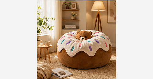 Doughnut Bear Pufe Cadeira | Velvet Fabric Lounge Sofá with Premium Shredded Espuma viscoelástica - Model MJ-FF014 | Mingjin Pufe China